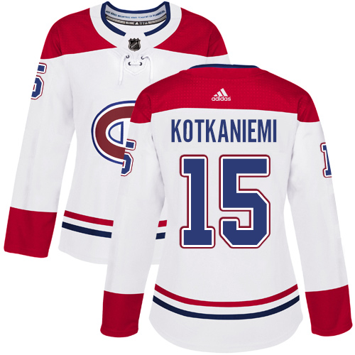 Adidas Canadiens #15 Jesperi Kotkaniemi White Road Authentic Women's Stitched NHL Jersey